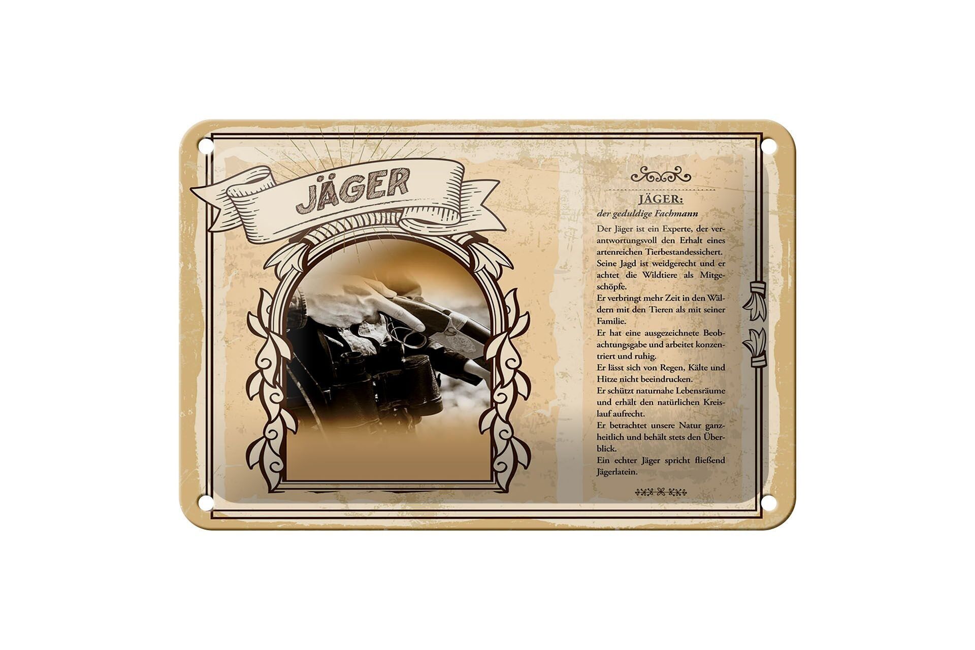 Cartel de chapa profesiones 18x12cm cazador animales salvajes bosques animales decoración