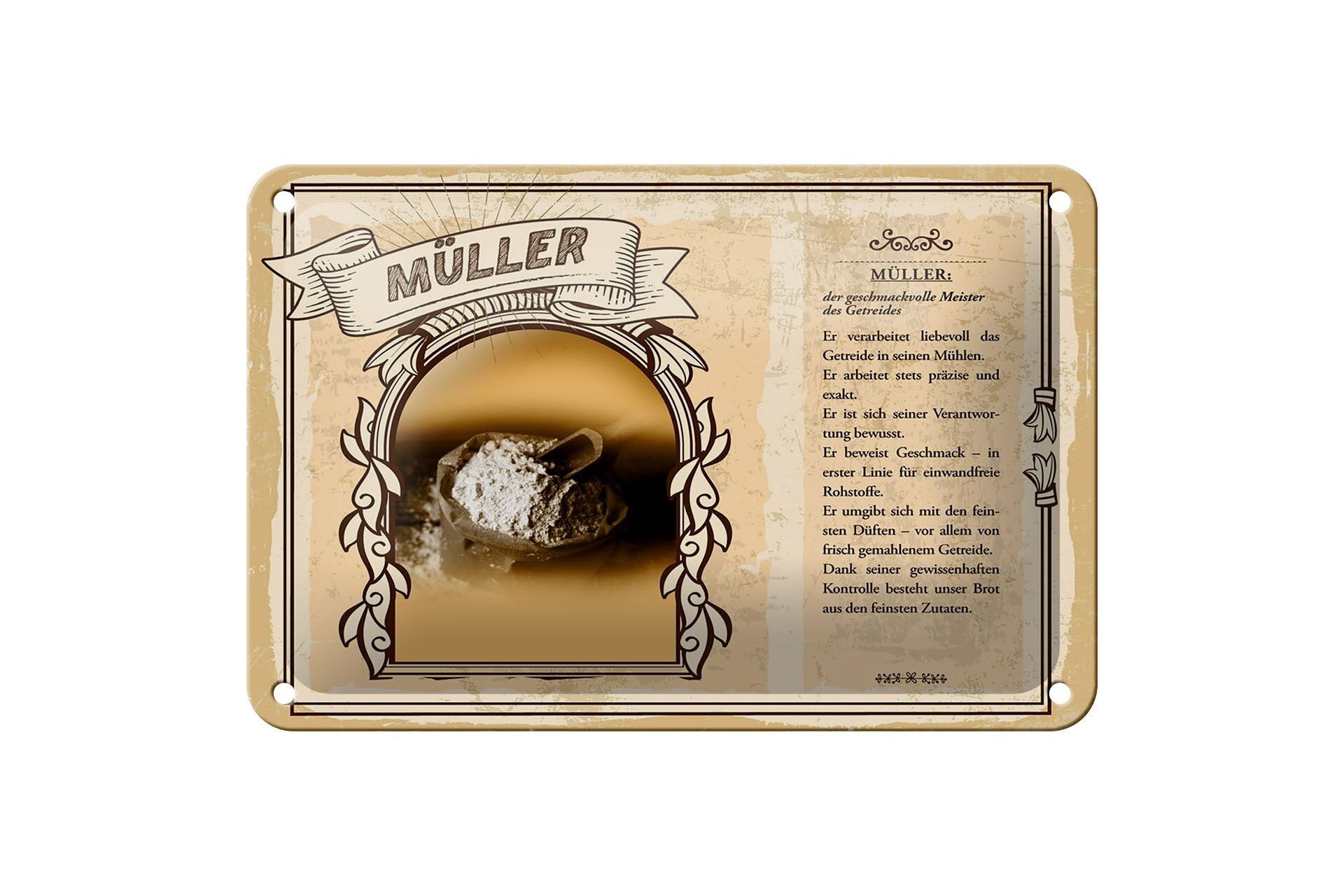 Blechschild Berufe 18x12cm Müller Meister des Getreides Dekoration