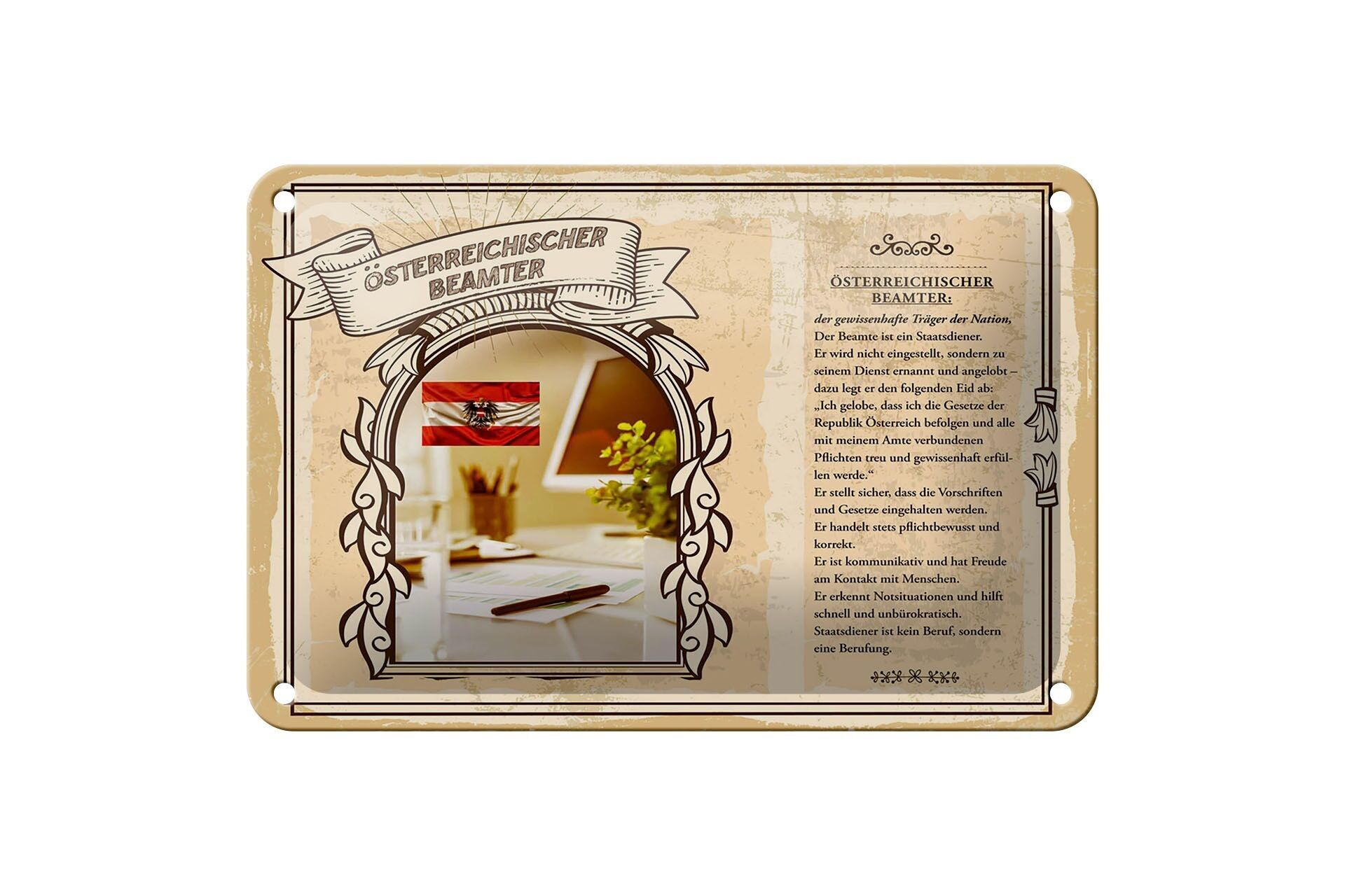 Targa in metallo professioni 18x12 cm Insegna ufficiale del funzionario austriaco