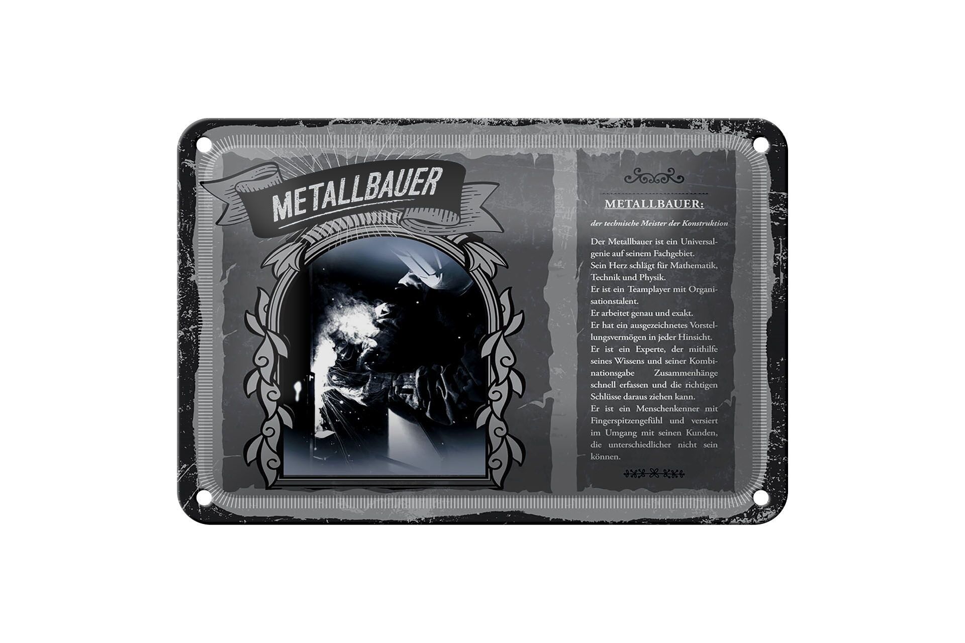 Targa in metallo professioni 18x12 cm cartello maestro tecnico costruttore