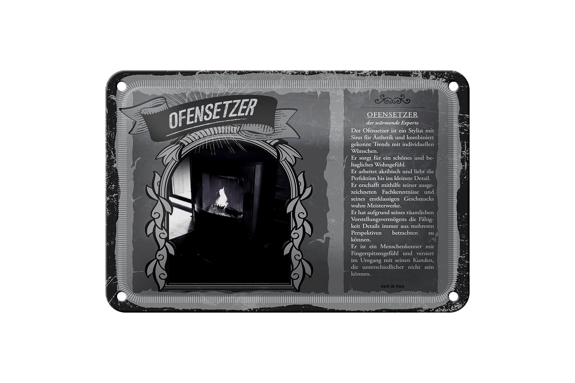 Targa in metallo Professioni 18x12 cm Forno Installatore Calore Esperto Stilista