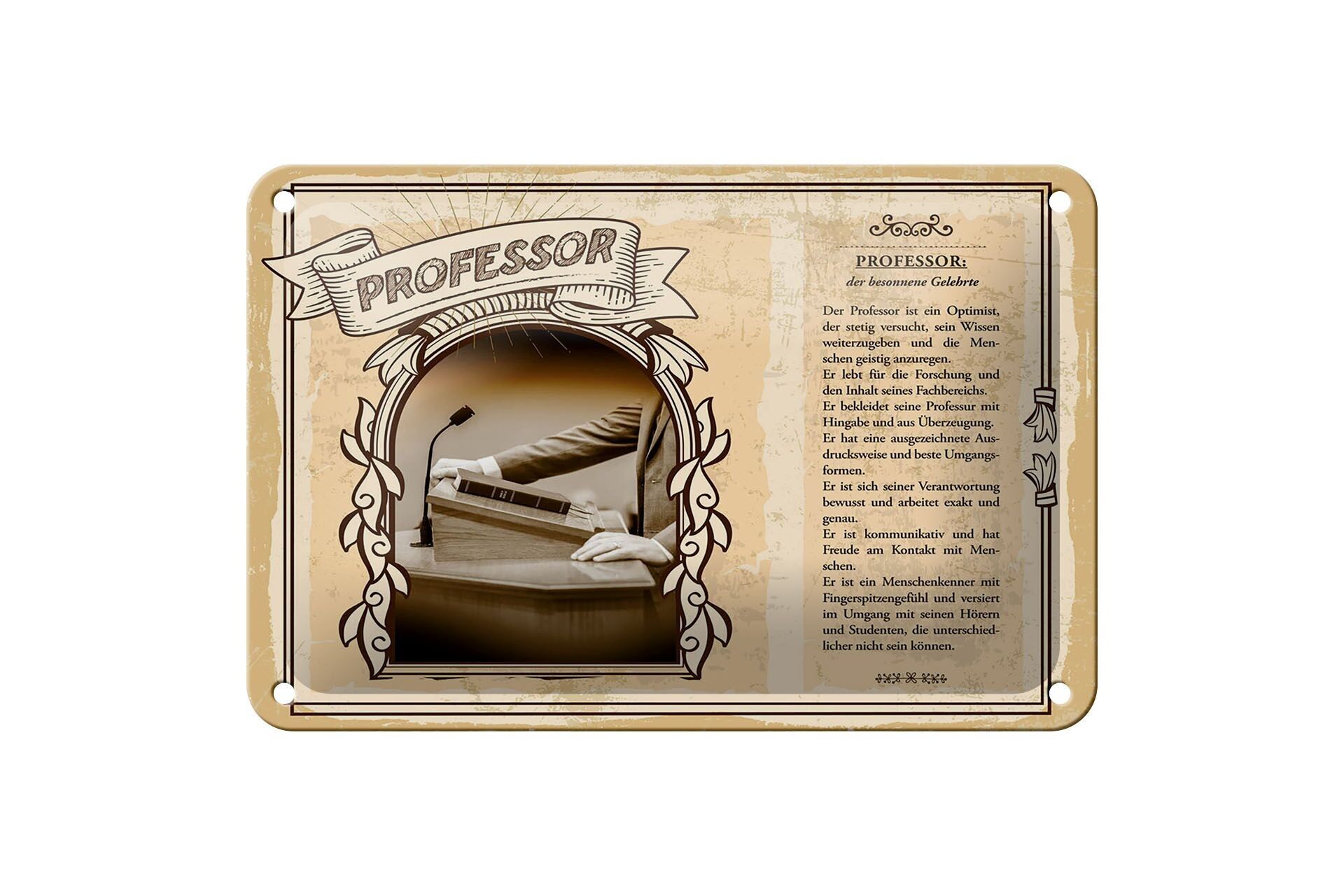 Cartel de chapa Profesiones 18x12cm Profesor Optimista Conocimiento Signo humano