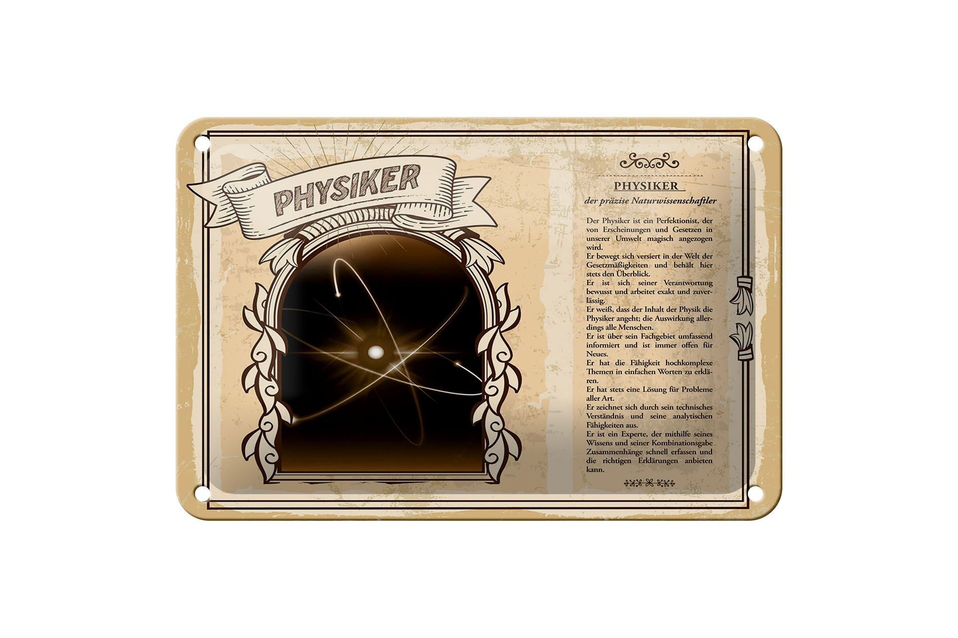 Targa in metallo professioni 18x12 cm fisico preciso segno di scienze naturali