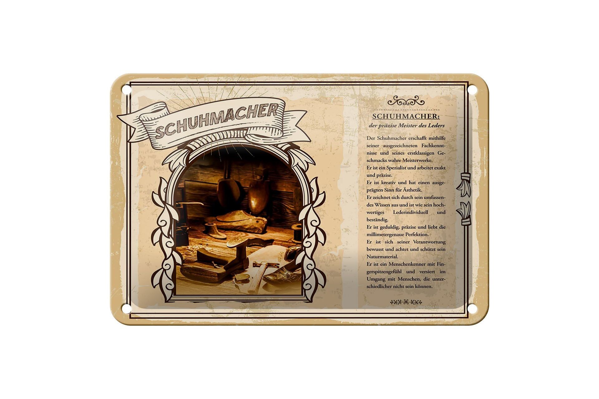 Blechschild Berufe 18x12cm Schuhmacher Fachkenntnisse Dekoration