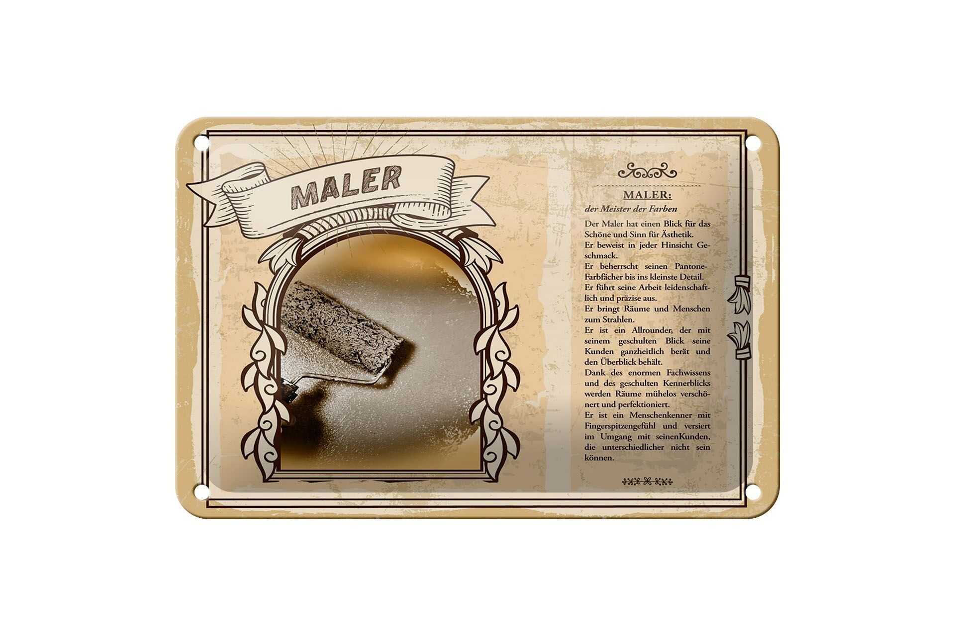 Signe en étain des métiers 18x12cm, peintre maître des couleurs, signe de peinture