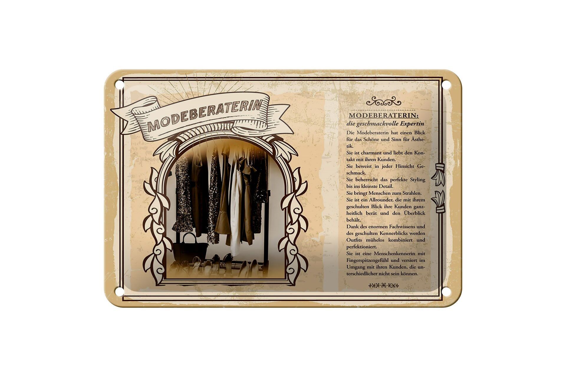 Targa in metallo professioni 18x12cm cartello esperto consulente di moda gusto