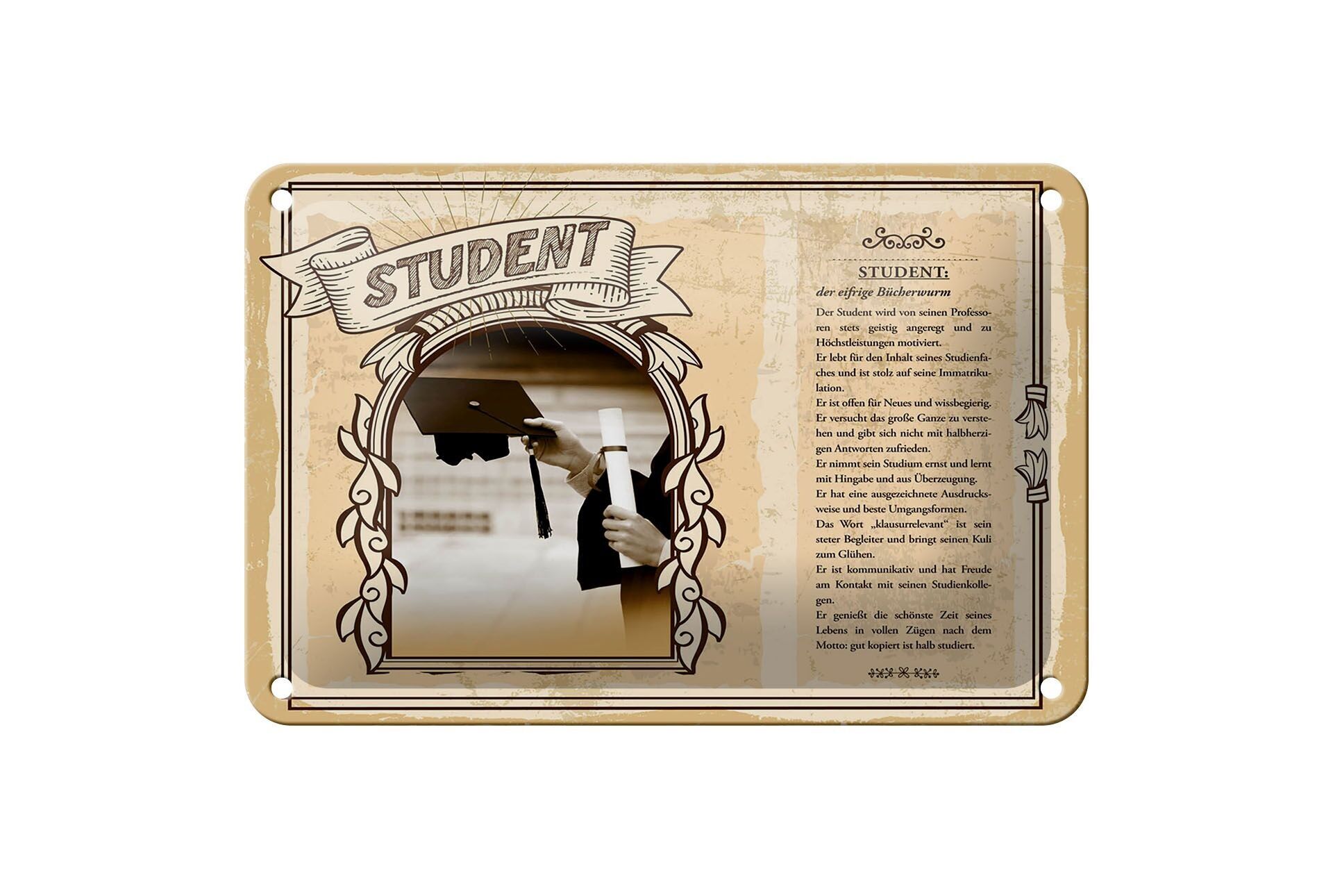 Targa in metallo professioni 18x12 cm cartello studente il topo di biblioteca desideroso