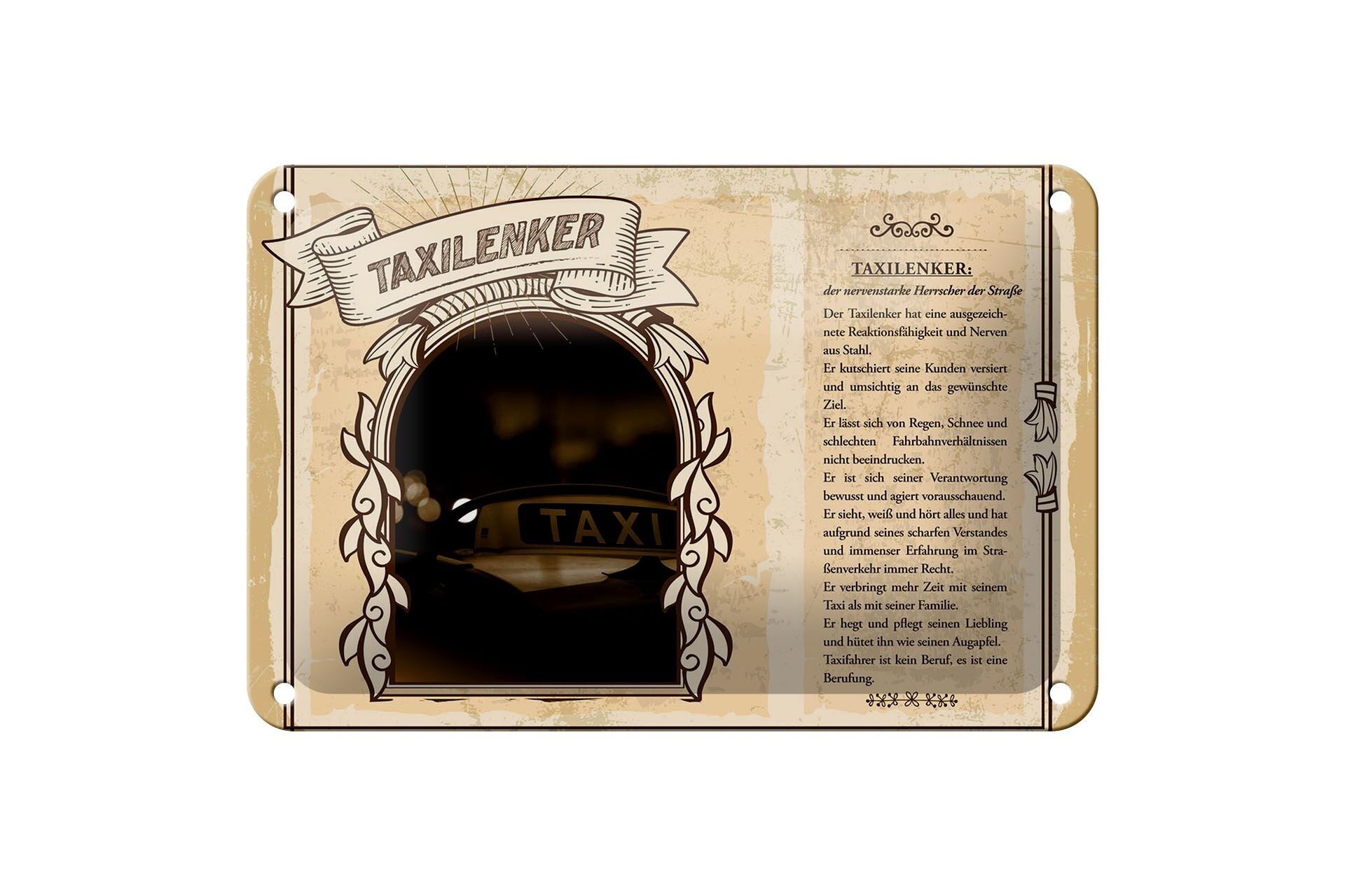 Targa in metallo Professioni Tassista Responsabilità Consapevole 18x12 cm