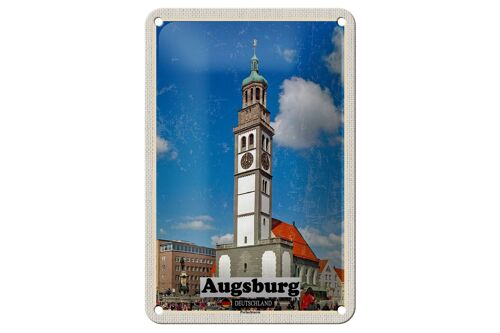 Blechschild Städte Augsburg Deutschland Perlachturm 12x18cm Schild