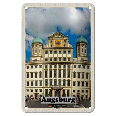 Metal sign cities Augsburg town hall architecture decoration 12x18cm sign