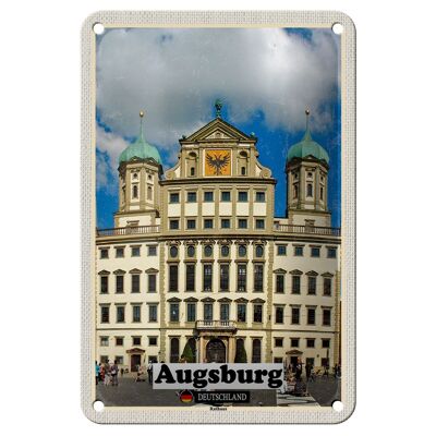 Panneau en étain pour décoration architecturale de la mairie d'augsbourg, 12x18cm