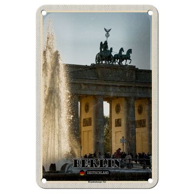 Targa in metallo Città Berlino Porta di Brandeburgo Architettura 12x18 cm