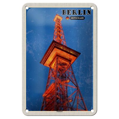 Letrero de hojalata para decoración de ciudades, torre de radio de Berlín, Alemania, 12x18cm