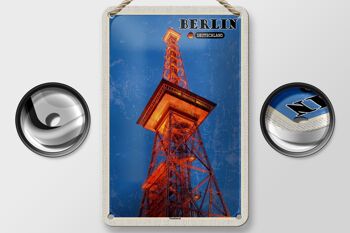 Panneau en étain pour villes, tour Radio de Berlin, décoration allemande, 12x18cm 2