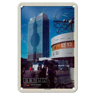Cartel de chapa con ciudades, Berlín, Alexanderplatz, Capital, 12x18cm