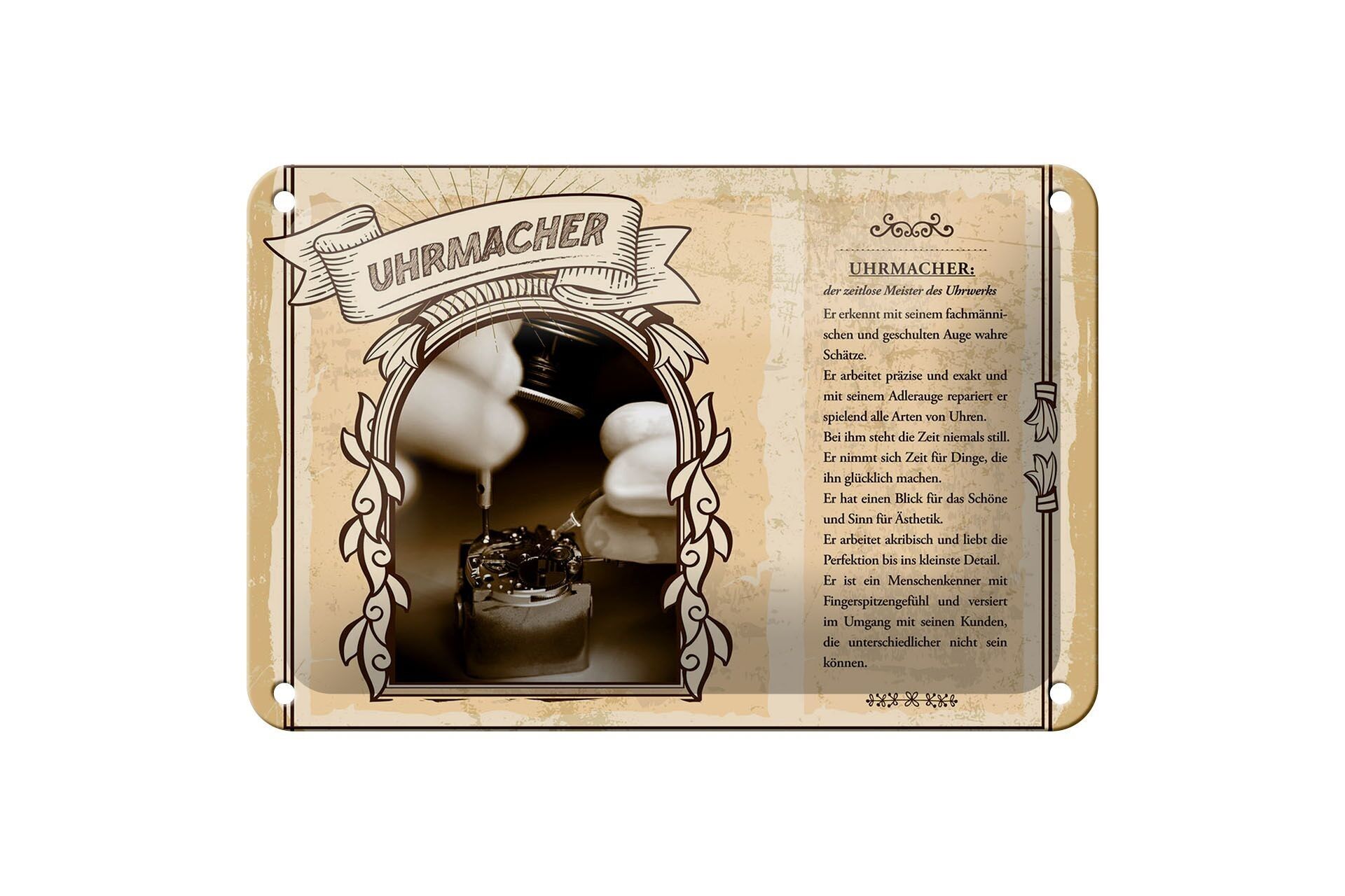 Targa in metallo professioni maestro orologiaio senza tempo, targa regalo 18x12 cm