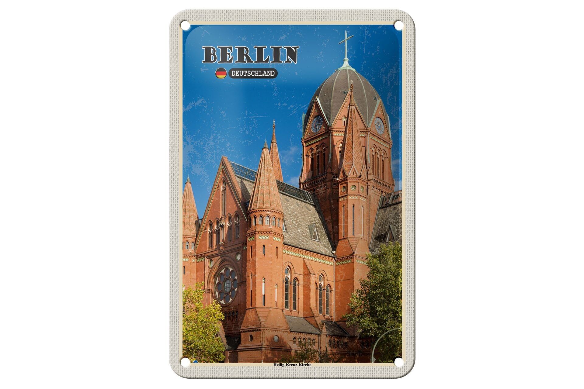 Targa in metallo Città Berlino Decorazione della Chiesa della Santa Croce 12x18 cm