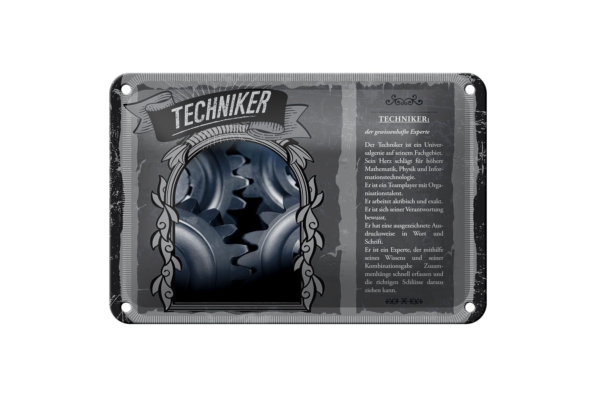 Targa in metallo professioni tecnico battito cardiaco per matematica 18x12 cm