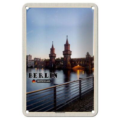 Cartel de chapa ciudades Berlín Oberbaumbrücke arquitectura 12x18cm signo