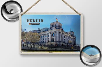 Panneau en étain pour villes, Berlin, Reichstag, politique, Architecture, 18x12cm 2