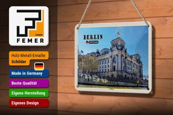 Panneau en étain pour villes, Berlin, Reichstag, politique, Architecture, 18x12cm 3