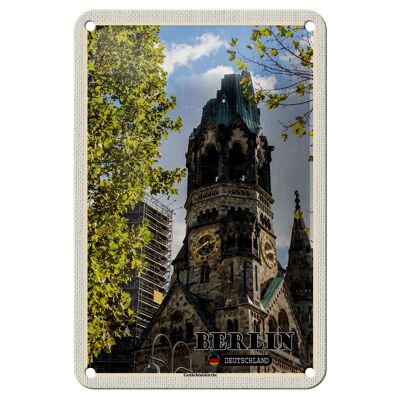 Targa in metallo Città Chiesa commemorativa di Berlino Germania 12x18 cm