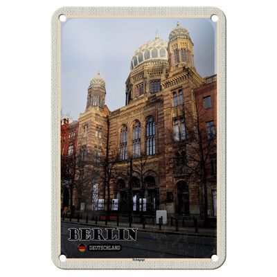 Cartel de chapa con decoración de ciudades, sinagoga de Berlín, Alemania, 12x18cm
