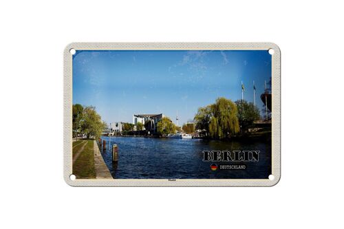 Blechschild Städte Berlin Deutschland Moabit Fluss 18x12cm Schild