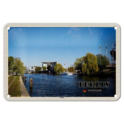 Blechschild Städte Berlin Deutschland Moabit Fluss 18x12cm Schild