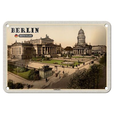 Cartel de chapa con ciudades, Berlín, Schillerplatz, arquitectura, 18x12cm