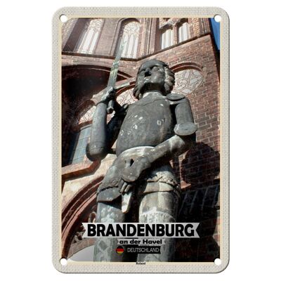 Targa in metallo città di Brandeburgo an der Havel Roland 12x18 cm