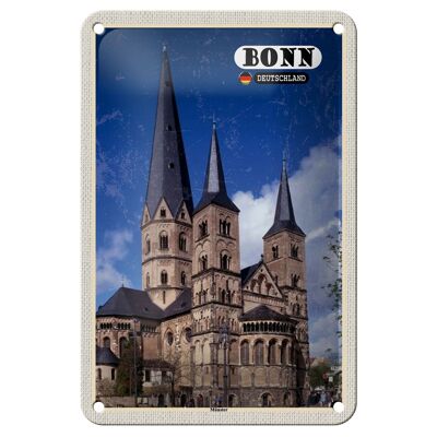 Cartel de chapa con ciudades Bonn Münster, casco antiguo de Alemania, señal de 12x18cm