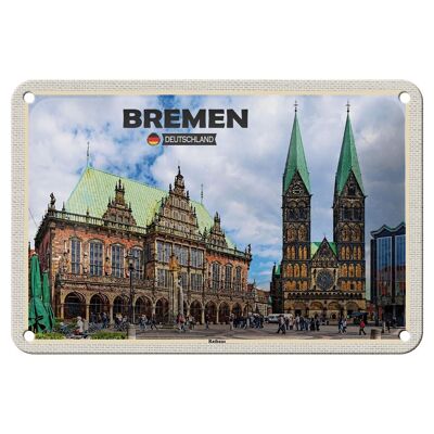 Letrero de hojalata para decoración del Ayuntamiento de Bremen, ciudades, Alemania, 18x12cm