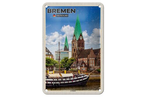 Blechschild Städte Bremen Deutschland St. Martini 12x18cm Schild