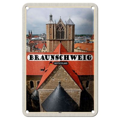 Targa in metallo Città Braunschweig Cattedrale Chiesa Decorazione 12x18 cm