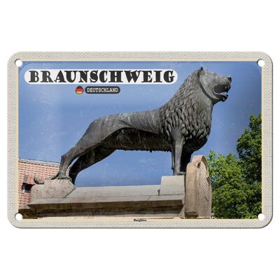 Panneau en étain pour villes, château de Braunschweig, Architecture du Lion, 18x12cm