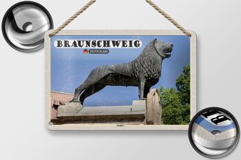 Panneau en étain pour villes, château de Braunschweig, Architecture du Lion, 18x12cm 2