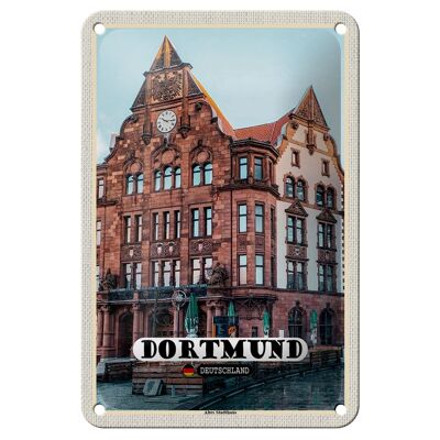 Cartel de chapa con ciudades, Dortmund, casco antiguo, casa, casco antiguo, 12x18cm