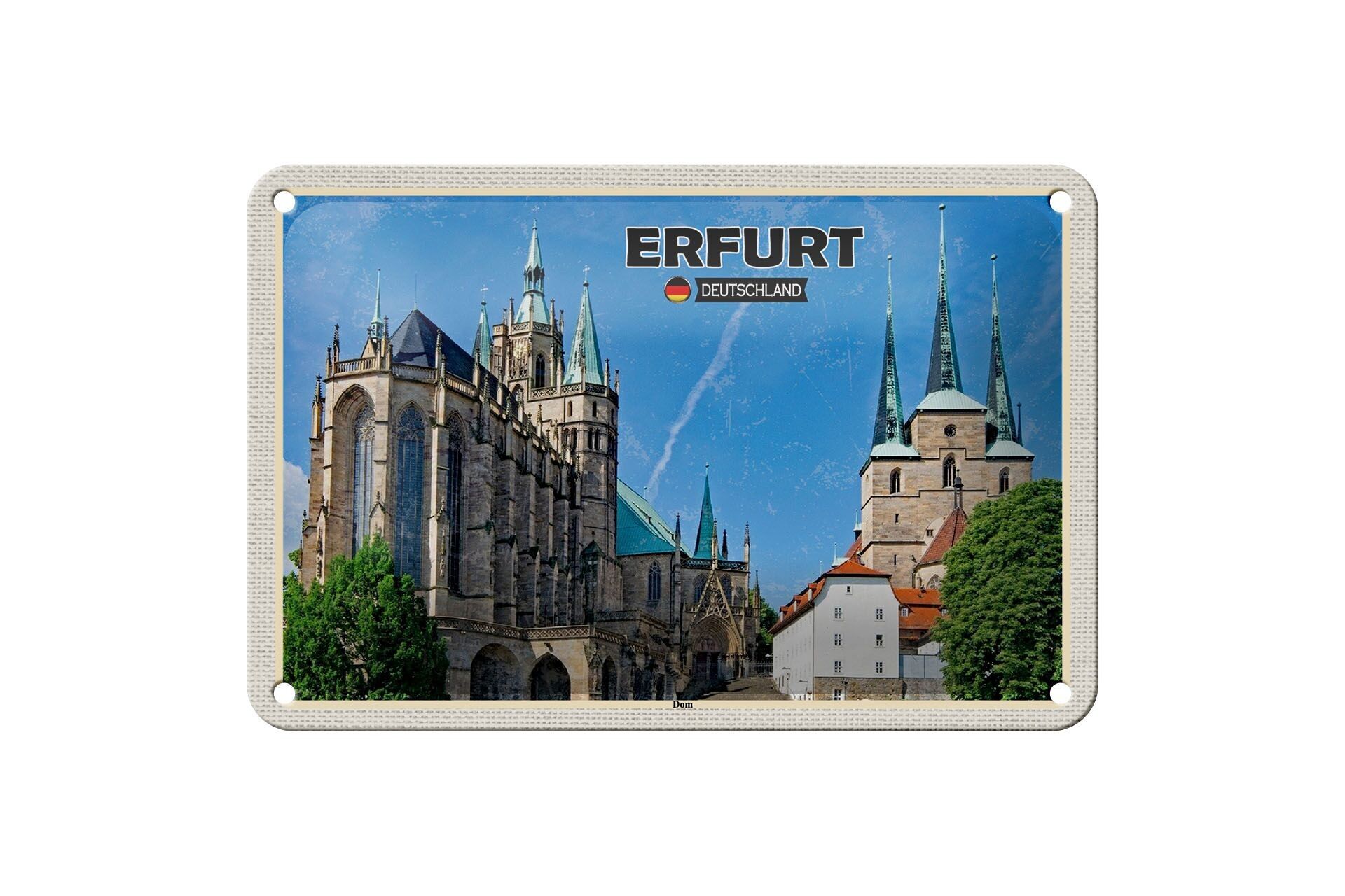 Blechschild Städte Erfurt Deutschland Dom Altstadt 18x12cm Schild