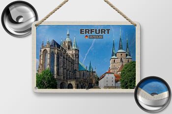 Panneau en étain pour villes, Erfurt, allemagne, cathédrale, vieille ville, 18x12cm 2