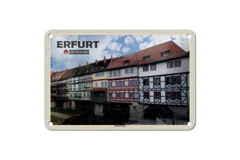 Panneau en étain villes Erfurt Allemagne Krämerbrücke 18x12cm 1