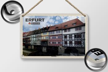 Panneau en étain villes Erfurt Allemagne Krämerbrücke 18x12cm 2