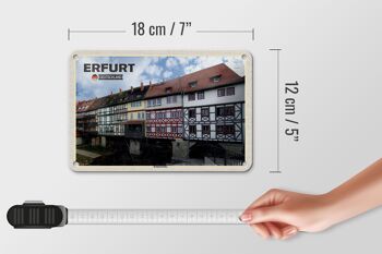 Panneau en étain villes Erfurt Allemagne Krämerbrücke 18x12cm 5