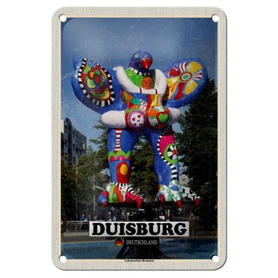 Cartel de chapa ciudades Duisburg fuente salvavidas decoración 12x18cm signo