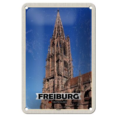 Cartel de chapa con ciudades de Friburgo, Alemania, viaje a Münster, señal de 12x18cm
