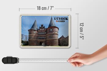 Panneau en étain villes Lübeck allemagne Holstentor 18x12cm, décoration 5