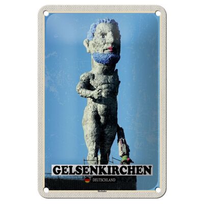 Targa in metallo città Gelsenkirchen Scultura Ercole 12x18 cm