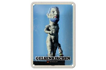 Panneau en étain villes Gelsenkirchen, sculpture Hercule, 12x18cm 1