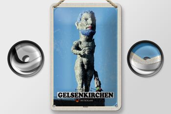Panneau en étain villes Gelsenkirchen, sculpture Hercule, 12x18cm 2