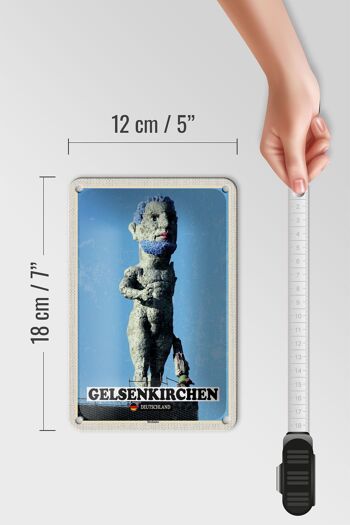 Panneau en étain villes Gelsenkirchen, sculpture Hercule, 12x18cm 5